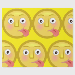 Tongue Out Emoji Funny Goofy Face Wrapping Paper