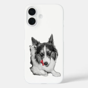 Tongue-Out Red Accent iPhone 16 Case