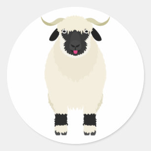 Tongue Out Valais Black Nose Sheep Classic Round Sticker