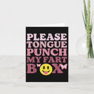 Tongue Punch My Fart Box Funny Kawaii Quote Card