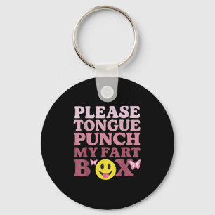 Tongue Punch My Fart Box Funny Kawaii Quote Key Ring