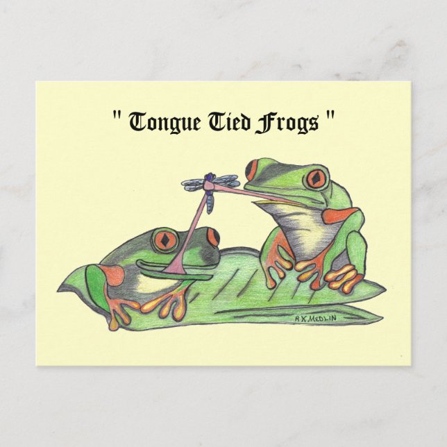 " Tongue Tied Frogs " Postcard (Front)