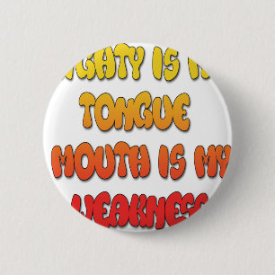 Tongue Tied: Funny Tongue Quote Colourful Text Art 6 Cm Round Badge