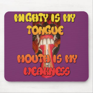 Tongue Tied: Funny Tongue Quote Colourful Text Art Mouse Pad