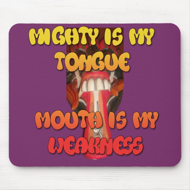 Tongue Tied: Funny Tongue Quote Colourful Text Art Mouse Pad (Front)