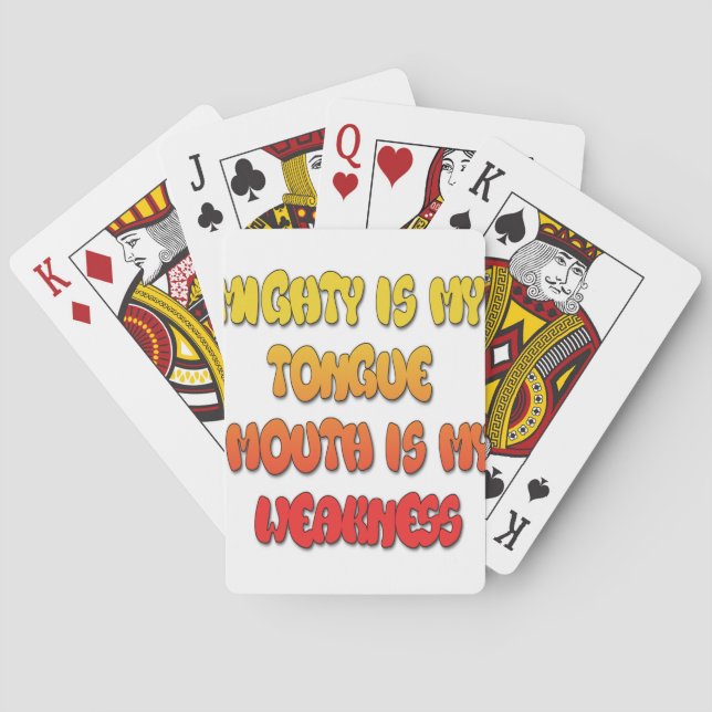 Tongue Tied: Funny Tongue Quote Colourful Text Art Playing Cards (Back)