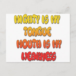 Tongue Tied: Funny Tongue Quote Colourful Text Art Postcard
