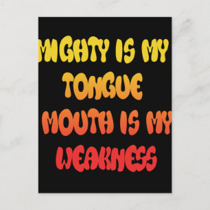 Tongue Tied: Funny Tongue Quote Colourful Text Art Postcard