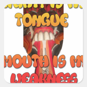 Tongue Tied: Funny Tongue Quote Colourful Text Art Square Sticker