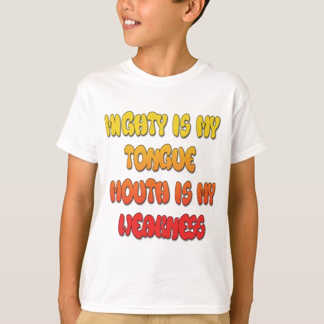 Tongue Tied: Funny Tongue Quote Colourful Text Art T-Shirt (Front)