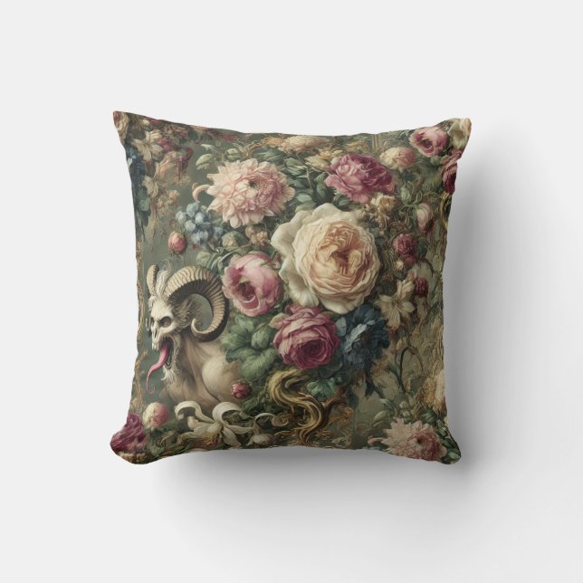 🩸 Tongue Whipped Blooms – Gothic Victorian Cushion (Front)