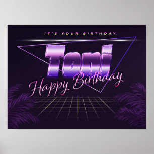 Toni Name Vorname lila retro Poster Geburtstag