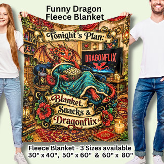 Tonight Blanket Snacks Dragonflix Funny Red Dragon