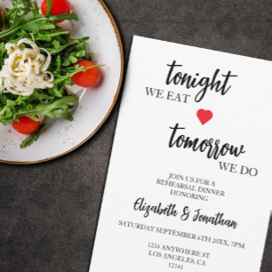 Tonight We Eat, Tomorrow We Do Rehearsal Dinner Invitation