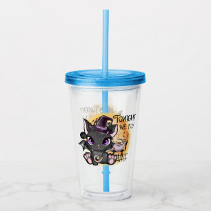 Tonight We Fly – Black Witch Cat Acrylic Tumbler