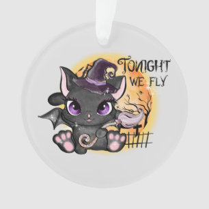 Tonight We Fly – Black Witch Cat Ornament