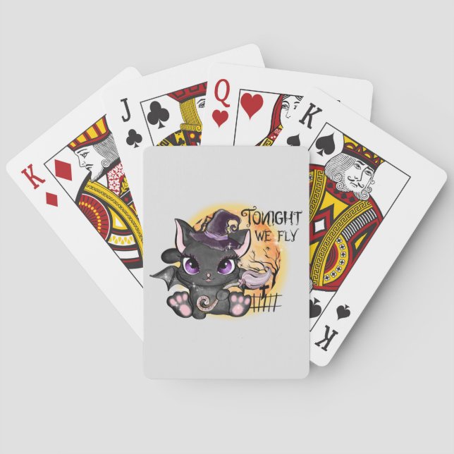 Tonight We Fly – Black Witch Cat Playing Cards (Back)