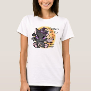 Tonight We Fly – Black Witch Cat T-Shirt