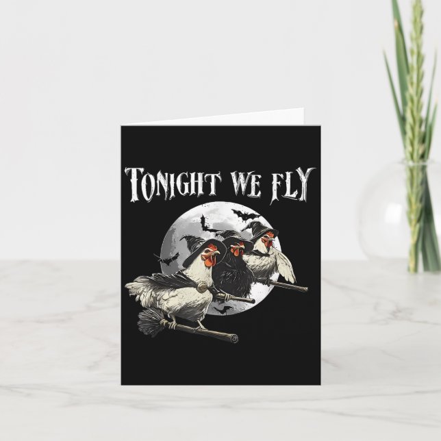 Tonight We Fly Chicken Halloween Funny Witch For E Card (Front)