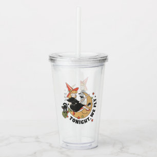Tonight We Fly – Cute Witch and Black Cat Acrylic Tumbler
