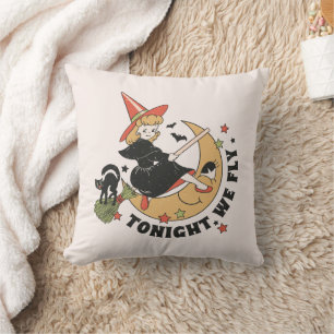 Tonight We Fly – Cute Witch and Black Cat Cushion