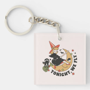Tonight We Fly – Cute Witch and Black Cat Key Ring