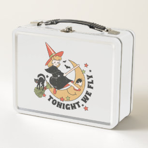Tonight We Fly – Cute Witch and Black Cat Metal Lunch Box