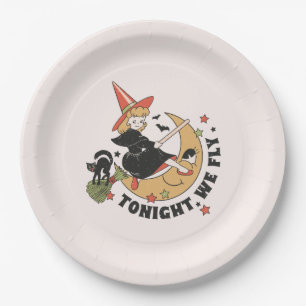 Tonight We Fly Cute Witch Paper Plate