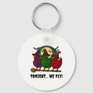 Tonight We Fly Funny Chicken Witches Shirt Hallowe Key Ring