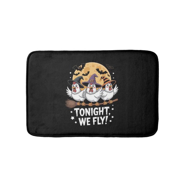 Tonight We Fly Halloween Chicken Bath Mat (Front)