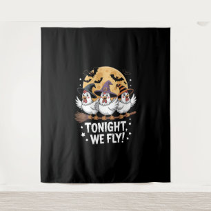 Tonight We Fly Halloween Chicken Tapestry