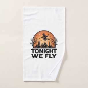 Tonight We Fly Vintage Witch Halloween Shirt Desig Hand Towel