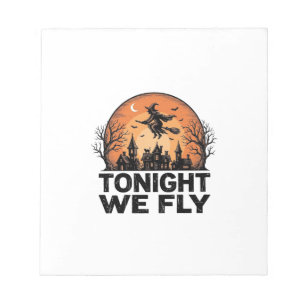 Tonight We Fly Vintage Witch Halloween Shirt Desig Notepad
