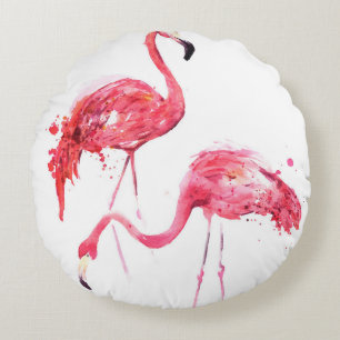 toning vintage under palm trees against a blue sky round cushion