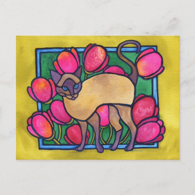 Tonkinese and Tulips Postcard (Front)