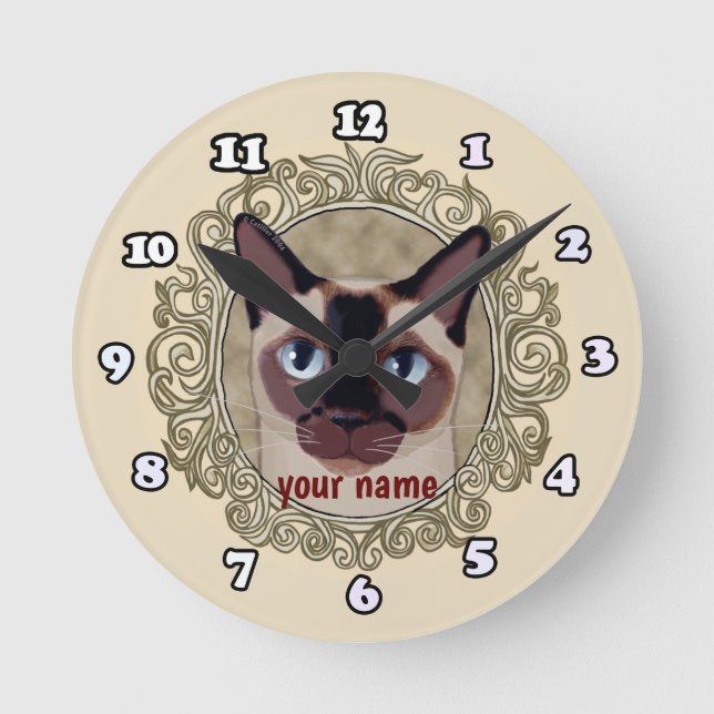 Tonkinese Cat clock (Front)