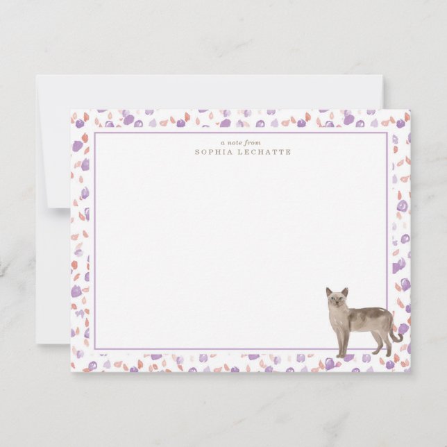 Tonkinese Cat Personalised Stationery Card (Front)