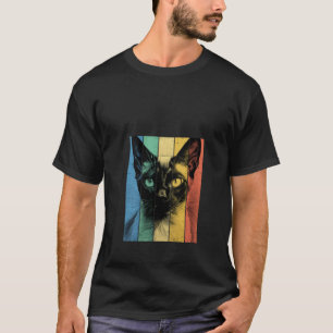 Tonkinese Cat Portrait Vintage Style Mum Dad V Nec T-Shirt