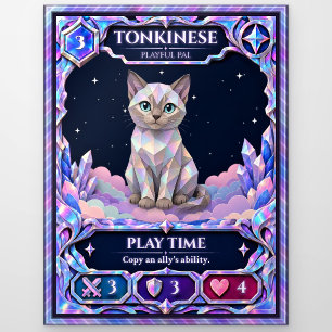 Tonkinese Cat, Rainbow Foil Art Postcard