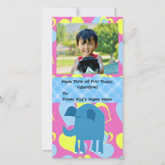 Tons of Fun, Elephant Kids Valentine Day Holiday Card (Front)