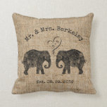 TONS OF LOVE | Elephant Couple Custom Wedding Gift Cushion<br><div class="desc">TONS OF LOVE | Elephant Couple Custom / Personalised Wedding Throw Pillow. You can customise it to delete the faux burlap background image to add a colour that suits your taste more. Here's how: Click on the customise it button> Click on Background Colour A menu of colours will come up,...</div>