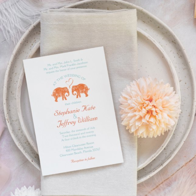 TONS OF LOVE/Elephant Couple Heart Wedding Invites (Creator Uploaded)