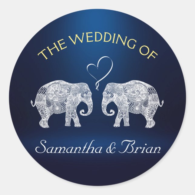 TONS OF LOVE | Elephant Night Light Wedding Custom Classic Round Sticker (Front)