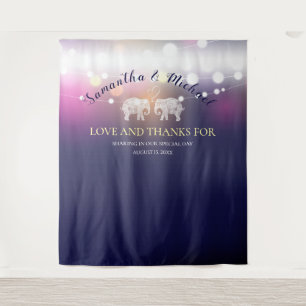 TONS OF LOVE/Elephant Night Lights Wedding Custom Tapestry