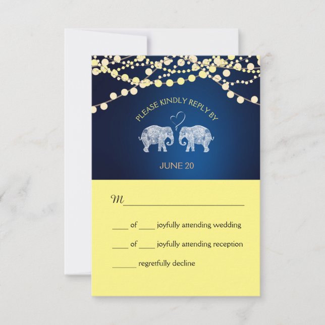 TONS OF LOVE/Elephant Night Lights Wedding RSVP (Front)