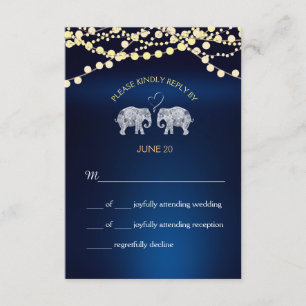 TONS OF LOVE/Elephant Night Lights Wedding RSVP Card
