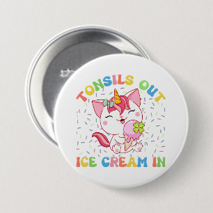 Tonsils Out, Ice Cream In Unicorn Cat 7.5 Cm Round Badge