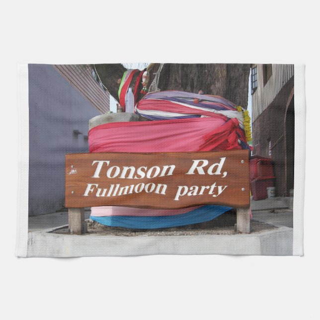 Tonson Rd. Fullmoon Party, Koh Phangan, Thailand Tea Towel (Horizontal)