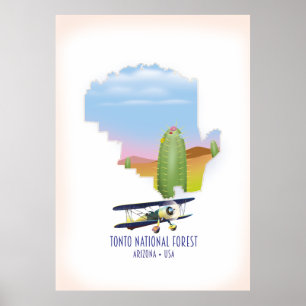Tonto national forest Arizona USA map Poster