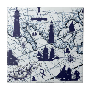 tony fernandes's blue map 2 ceramic tile